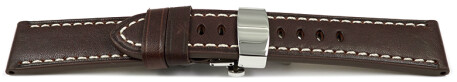 Uhrenarmband Leder mit Butterfly-Schließe braun Miami 20mm Stahl