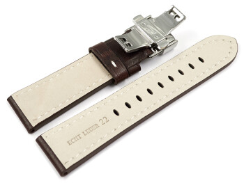 Uhrenarmband Leder mit Butterfly-Schließe braun Miami 26mm Stahl