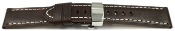 Uhrenarmband Leder mit Butterfly-Schließe dunkelbraun Miami 20mm 22mm 24mm 26mm