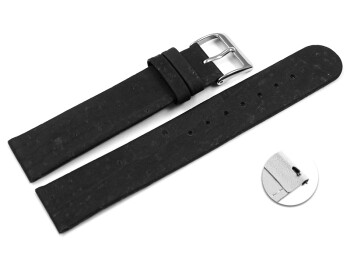 Veganes Schnellwechsel Uhrenarmband aus Kork schwarz 18mm Gold