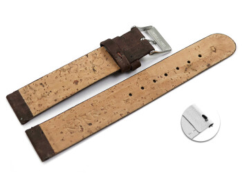 Veganes  Schnellwechsel Uhrenarmband aus Kork dunkelbraun 22mm Stahl