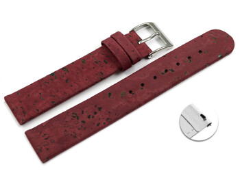 Veganes Schnellwechsel Uhrenarmband aus Kork bordeaux 22mm Schwarz