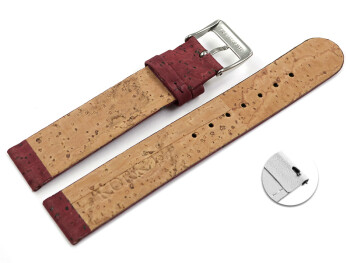 Veganes Schnellwechsel Uhrenarmband aus Kork bordeaux 22mm Schwarz