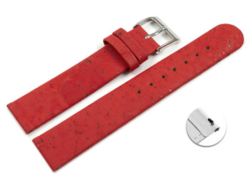 Veganes Schnellwechsel Uhrenarmband aus Kork rot 12mm Stahl