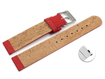Veganes Schnellwechsel Uhrenarmband aus Kork rot 12mm Stahl