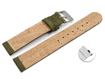 Veganes Schnellwechsel Uhrenarmband aus Kork Avocado 22mm Stahl