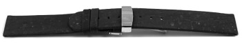 Veganes Schnellwechsel Uhrenarmband Kippfaltschließe aus Kork schwarz 18mm Stahl