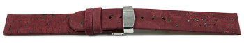 Veganes Schnellwechsel Uhrenarmband Kippfaltschließe aus Kork bordeaux 16mm Schwarz