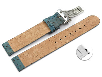 Veganes Schnellwechsel Uhrenarmband Kippfaltschließe aus Kork Pavone 12mm Stahl
