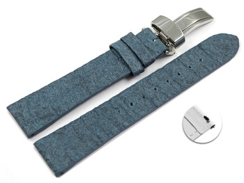 Veganes Schnellwechsel Uhrenarmband Kippfaltschließe aus Ananas blau 20mm Gold