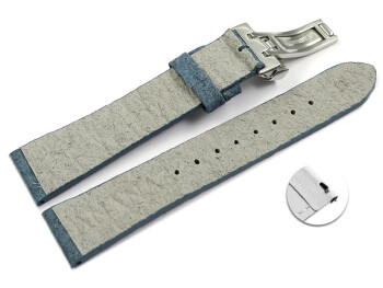 Veganes Schnellwechsel Uhrenarmband Kippfaltschließe aus Ananas blau 20mm Gold