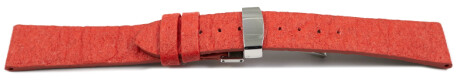 Veganes Schnellwechsel Uhrenarmband Kippfaltschließe aus Ananas rot 14mm Stahl