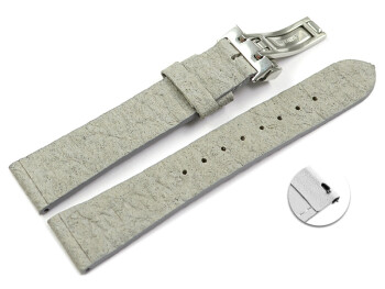 Veganes Schnellwechsel Uhrenarmband Kippfaltschließe aus Ananas grau 18mm Gold