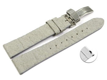 Veganes Schnellwechsel Uhrenarmband Kippfaltschließe aus Ananas grau 22mm Schwarz
