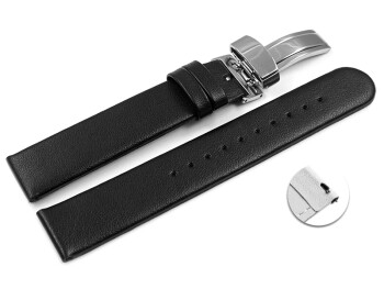 Veganes Schnellwechsel Uhrenarmband Kippfaltschließe Apfelfaser schwarz 20mm Schwarz