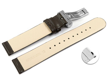 Veganes Schnellwechsel Uhrenarmband Kippfaltschließe Apfelfaser dunkelbraun 22mm Gold