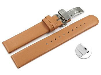 Veganes Schnellwechsel Uhrenarmband Kippfaltschließe Apfelfaser hellbraun 16mm Stahl
