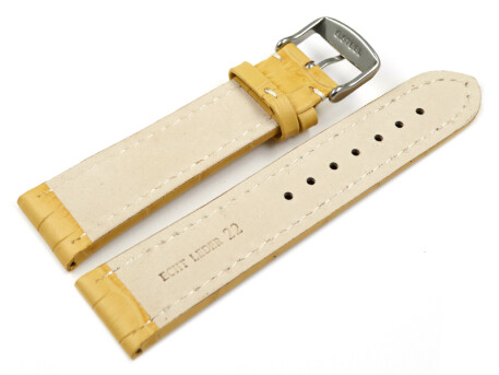 Uhrenarmband gepolstert Kroko Prägung Leder gelb 18mm 20mm 22mm 24mm