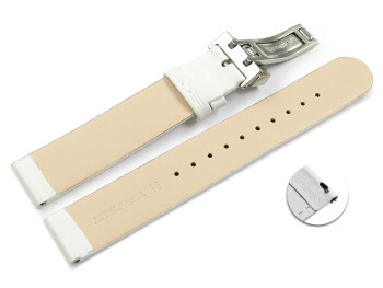 Veganes Schnellwechsel Uhrenarmband Kippfaltschließe Apfelfaser weiß 20mm Stahl