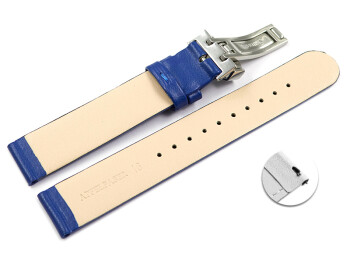 Veganes Schnellwechsel Uhrenarmband Kippfaltschließe Apfelfaser blau 22mm Stahl