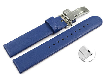 Veganes Schnellwechsel Uhrenarmband Kippfaltschließe Apfelfaser blau 22mm Schwarz