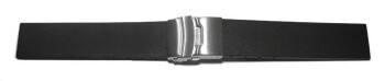 Schnellwechsel Uhrenband Faltschließe Silikon Glatt schwarz 18mm 20mm 22mm