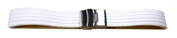 Schnellwechsel Uhrenband Faltschließe Silikon Stripes weiß 18mm 20mm 22mm 24mm