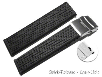 Schnellwechsel Uhrenband Faltschließe Silikon Struktur schwarz 18mm 20mm 22mm 24 mm