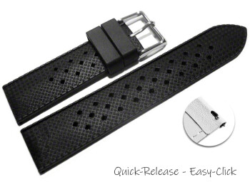 Schnellwechsel Uhrenarmband Silikon Carbon schwarz 18mm...
