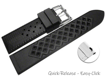Schnellwechsel Uhrenarmband Silikon Carbon schwarz 18mm 20mm 22mm 24mm
