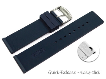 Schnellwechsel Uhrenband Silikon Glatt dunkelblau 18mm 20mm 22mm