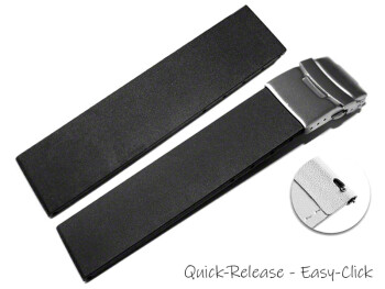 Schnellwechsel Uhrenband Faltschließe Silikon Glatt schwarz 20mm
