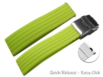 Schnellwechsel Uhrenband Faltschließe Silikon Stripes grün 24mm
