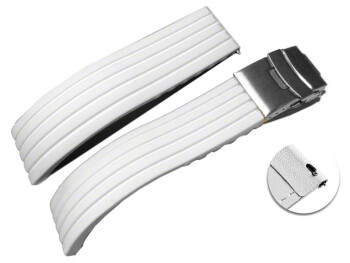 Schnellwechsel Uhrenband Faltschließe Silikon Stripes weiß 24mm
