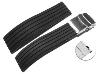 Schnellwechsel Uhrenband Faltschließe Silikon Stripes schwarz 20mm