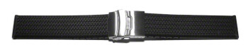 Schnellwechsel Uhrenband Faltschließe Silikon Struktur schwarz 22mm