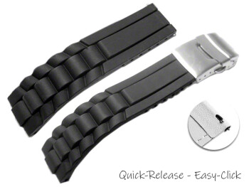 Schnellwechsel Uhrenband Faltschließe Uhrenarmband Silikon Design schwarz 16mm
