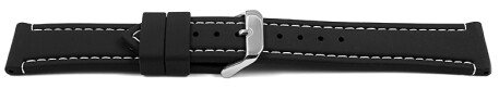 Schnellwechsel Uhrenarmband schwarz weiße Naht aus Silikon 22mm Schwarz