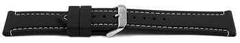 Schnellwechsel Uhrenarmband schwarz weiße Naht aus Silikon 22mm Schwarz