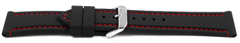 Schnellwechsel Uhrenarmband schwarz mit roter Naht aus Silikon 18mm Schwarz