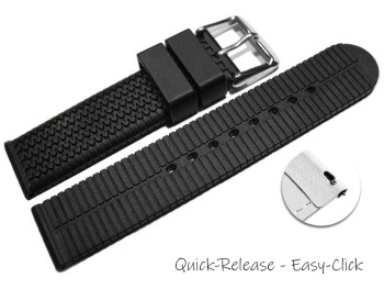 Schnellwechsel Uhrenarmband Silikon Struktur schwarz 20mm Schwarz