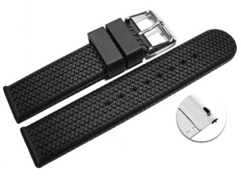Schnellwechsel Uhrenarmband Silikon Struktur schwarz 22mm Gold