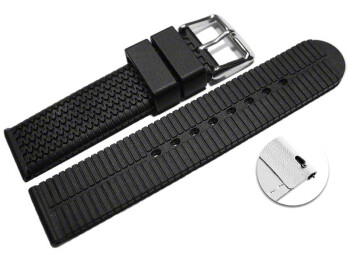 Schnellwechsel Uhrenarmband Silikon Struktur schwarz 22mm Gold