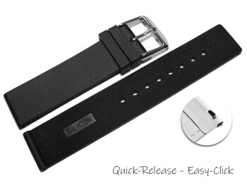 Schnellwechsel Uhrenband Silikon Glatt schwarz 16mm Stahl