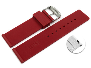 Schnellwechsel Uhrenband Silikon Glatt rot 22mm Stahl