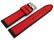Uhrenarmband Silikon-Leder Hybrid  rot-schwarz 18mm 20mm 22mm