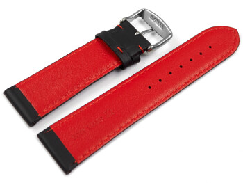 Uhrenarmband Leder gelocht Two-Colors schwarz-rot 18mm 20mm 22mm