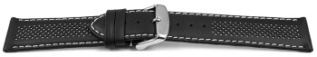 Uhrenarmband Leder gelocht Two-Colors schwarz-weiß 18mm 20mm 22mm