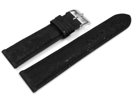 Veganes Uhrenband leicht gepolstert Kork schwarz 14mm...