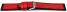 Uhrenarmband Silikon-Leder Hybrid  rot-schwarz 22mm Gold
